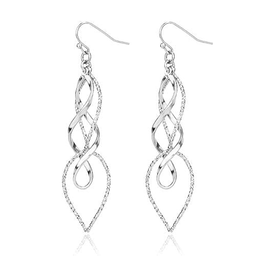 Pomina Mother's Day Spiral Twist Textured Wave Drop Earrings