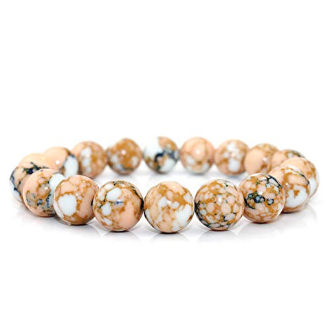 POMINA Colorful Marble Stone Bead Bracelet, Handmade Healing Gemstone Bracelet Natural Stone Beaded Stretch Bracelets for Women