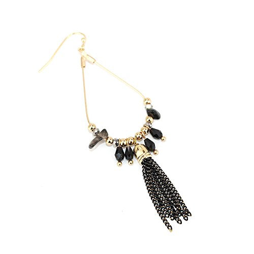 Pomina Stone and Crystal Charms with Chain Tassel Pear Drop Earrings