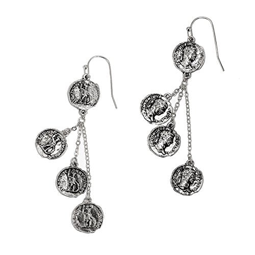 Pomina Vintage Greek Style Cluster Coin Drop Earrings Boho Chandelier Coin Dangle Drop Earrings for Women