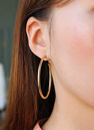 Pomina Tubular Open Round Classic Matte Gold Hoop Earrings for Women