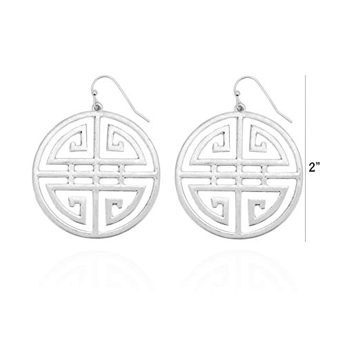 Pomina Geometric Circle Filigree Tree of Life Dangle Drop Earrings for Women