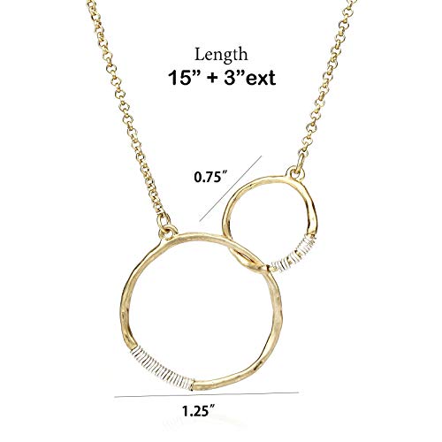 POMINA Infinity Linked Rings Short Necklace Geometric Two Circle Double Rings Necklace for Women