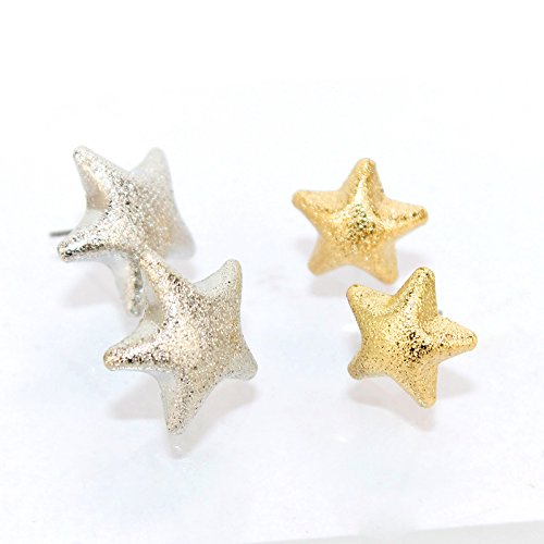 Pomina Gold and Silver Twinkle Star Post Earrings, 2 Sets