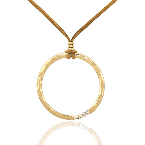 POMINA Gold Silver Circle Pendant Long Necklace Vintage Fall Statement Sweater Long Necklace for Women Men, Adjustable