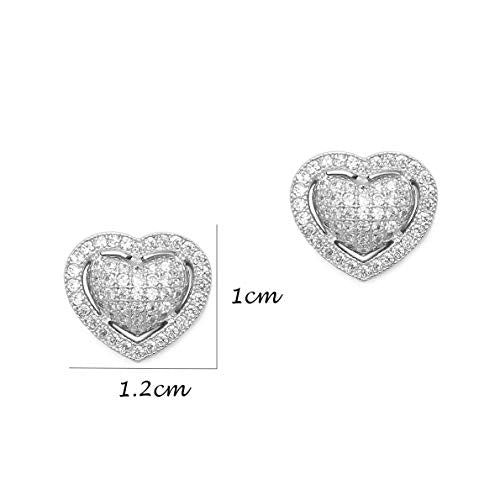 CZ Pave  Love Heart Stud Earrings