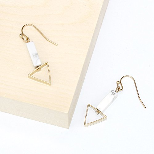 Pomina Rectangle Natural Stone with Triangle Drop Earrings