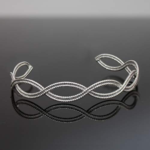 POMINA Adjustable Two Tone Twisted Cable Wire Cuff Bangle Bracelet