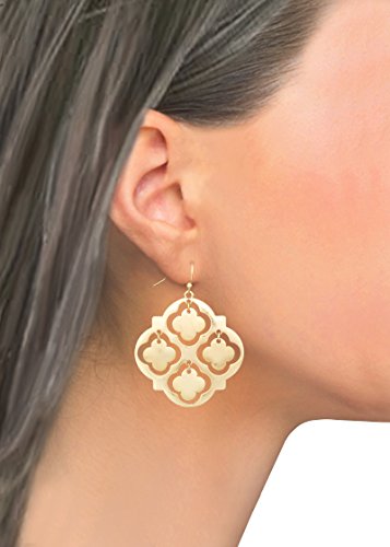 Pomina Clover Cutout Quatrefoil Drop Earrings for Women