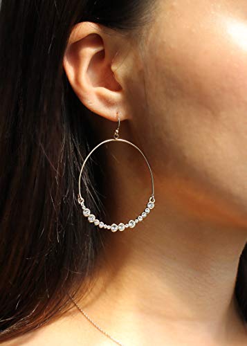 Pomina CZ Crystal Cluster Hoop Dangle Drop Earrings Geometric Circle Drop Hoop Earrings for Women