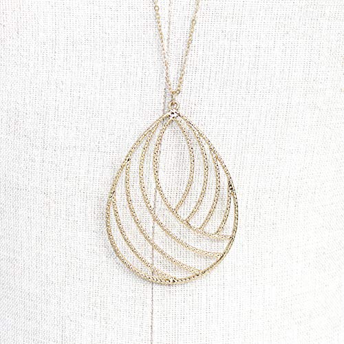 POMINA Gold Silver Geometric Filigree Pendent Long Necklace Casual Sweater Gold Chain Necklaces for Women