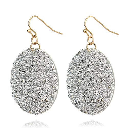 Pomina Lightweight Glittered Sparkle Circle Drop Earrings for Women Girls Geometric Earrings Gift for Her