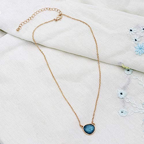 POMINA Colorful Geometric Faceted Crystal Glass Pendant Necklace Dainty Gold Chain Circle Teardrop Pendant Necklace for Women Teen Girls