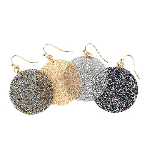 Pomina Lightweight Glittered Sparkle Circle Drop Earrings for Women Girls Geometric Earrings Gift for Her