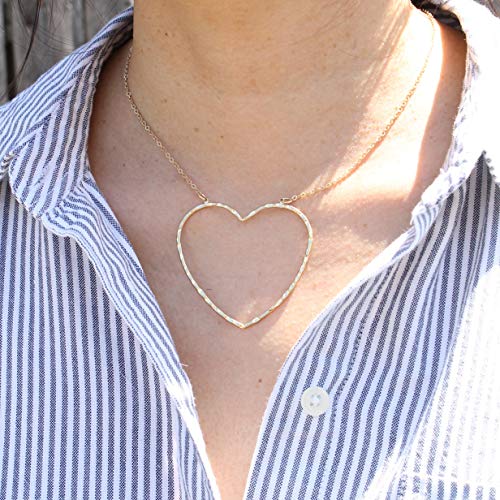 POMINA Crystal Heart Star Pendant Fashion Necklace Chic Big Heart Gold Necklace for Women Girls Teens