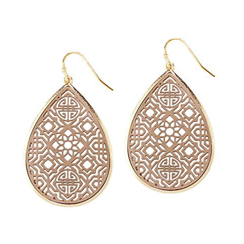 Pomina Coated Filigree Teardrop Drop Earrings for Women