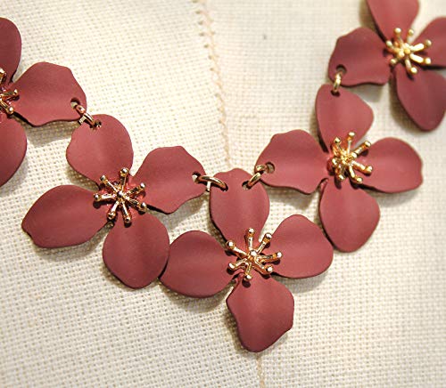Pomina Floral Flower Bib Necklace Fashion Statement Floral Collar Short Necklace for Women