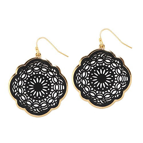 Pomina Colorful Floral Filigree Circle Teardrop Dangle Earrings for Women Teen Girls