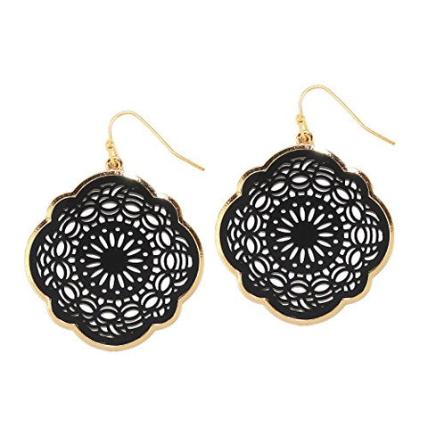 Pomina Colorful Floral Filigree Circle Teardrop Dangle Earrings for Women Teen Girls