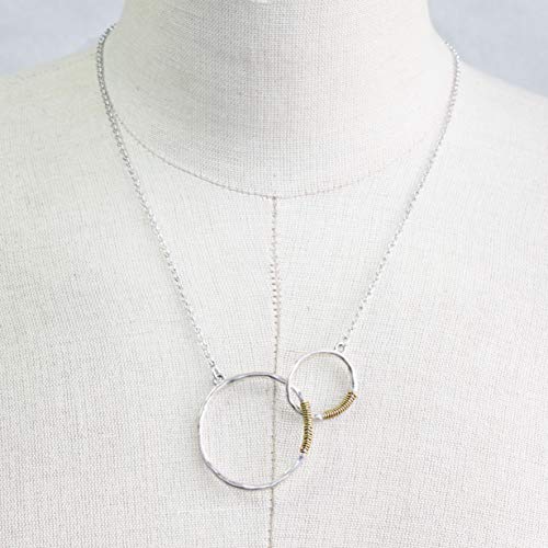 POMINA Infinity Linked Rings Short Necklace Geometric Two Circle Double Rings Necklace for Women