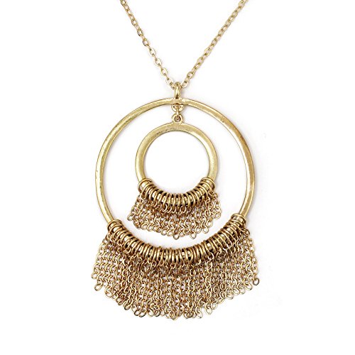 Pomina Frindge Chain Tassel Pendant Long Necklace Sweater Gold Chain Long Necklace for Women