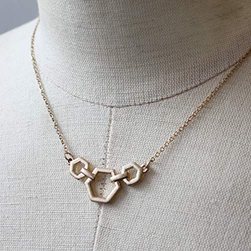 Pomina Dainty Gold Beehive Honeycomb Necklace Geometric Hexagon Cut Out Necklace for Women Teen Girls