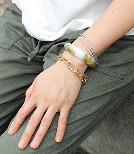 POMINA Carabiner Cable Link Chain Bracelet Gold Cuban Chain Toggle Charm Bracelet for Women Men