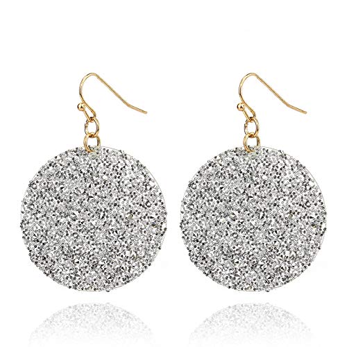 Pomina Lightweight Glittered Sparkle Circle Drop Earrings for Women Girls Geometric Earrings Gift for Her