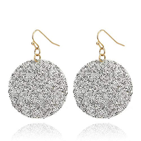 Pomina Lightweight Glittered Sparkle Circle Drop Earrings for Women Girls Geometric Earrings Gift for Her