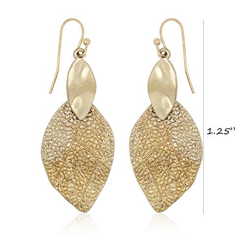 Pomina Gold Silver Filigree Leaf Chic Dangle Drop Earring for Women