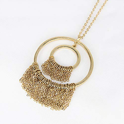Pomina Frindge Chain Tassel Pendant Long Necklace Sweater Gold Chain Long Necklace for Women