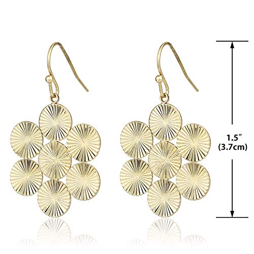 Pomina Lightweight Geometric Floral Coin Cluster Estate Dangling Drop Earrings