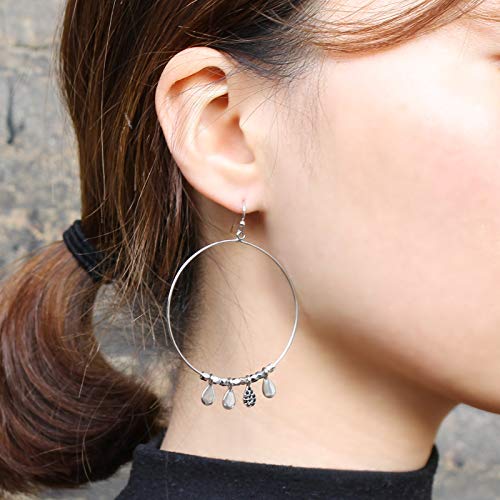 Pomina Coin Charms Dangly Earrings Boho Style Circle Hoop Earrings for Women
