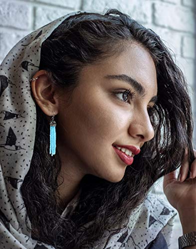 Pomina Crystal Beaded Tassel Drop Earrings