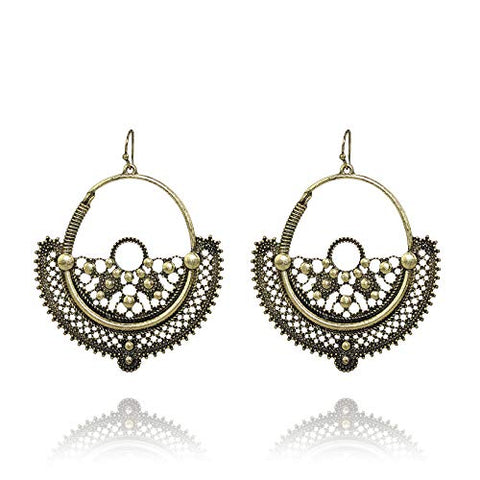 Pomina Burnished Gold Plated Bohemian Steampunk Style Drop Earrings