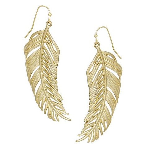 Pomina Flora Leaf Earrings. Long Curled Palm Leaf Earrings