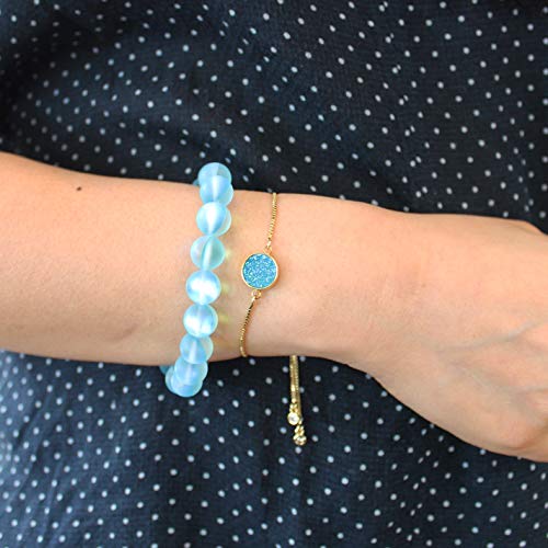 POMINA Druzy Charm Bolo Bracelet Slide Adjustable Gold Chain Pull Bracelet for Women, Girls Teens Friendship Gift Bracelet