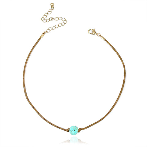 POMINA Semi Precious Stone Cord Cute Choker Necklaces for Women Teen Girls, 12 inches