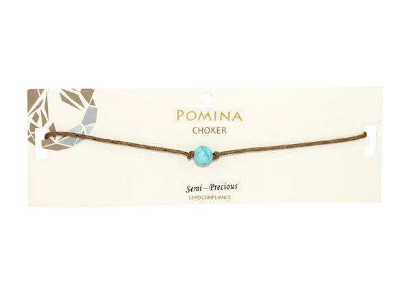 POMINA Semi Precious Stone Cord Cute Choker Necklaces for Women Teen Girls, 12 inches