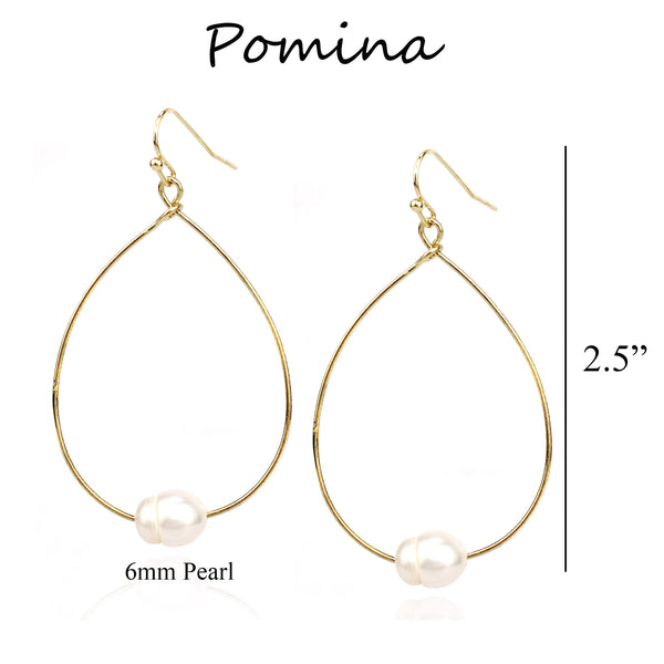 Pomina Lightweight Pearl Teardrop Earrings, Pearl Dangle Earrings for Women