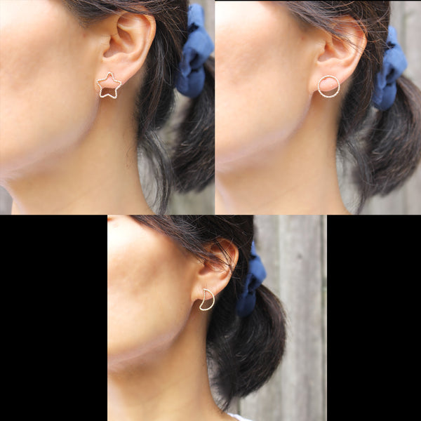 Multi Pack Star and Moon Cut Out Earrings