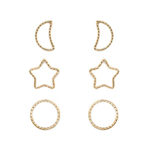 Multi Pack Star and Moon Cut Out Earrings