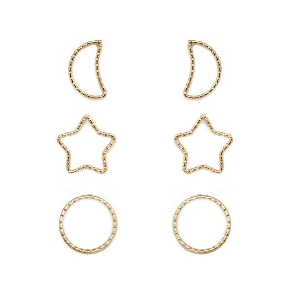 Multi Pack Star and Moon Cut Out Earrings