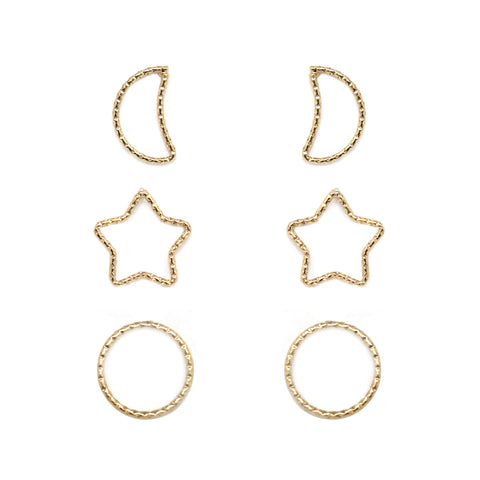 Multi Pack Star and Moon Cut Out Earrings