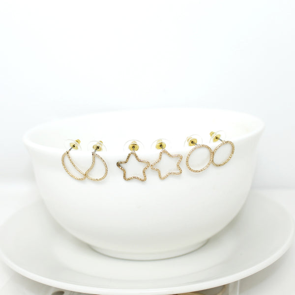 Multi Pack Star and Moon Cut Out Earrings